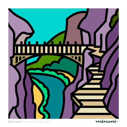Lámina inspirada en el Caminito del Rey en Málaga