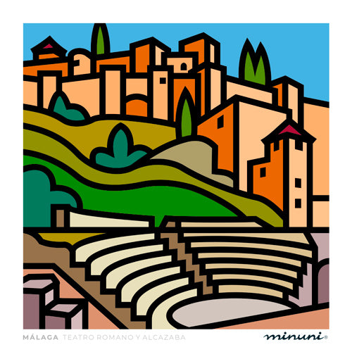 Lámina inspirada en el Teatro Romano de Málaga