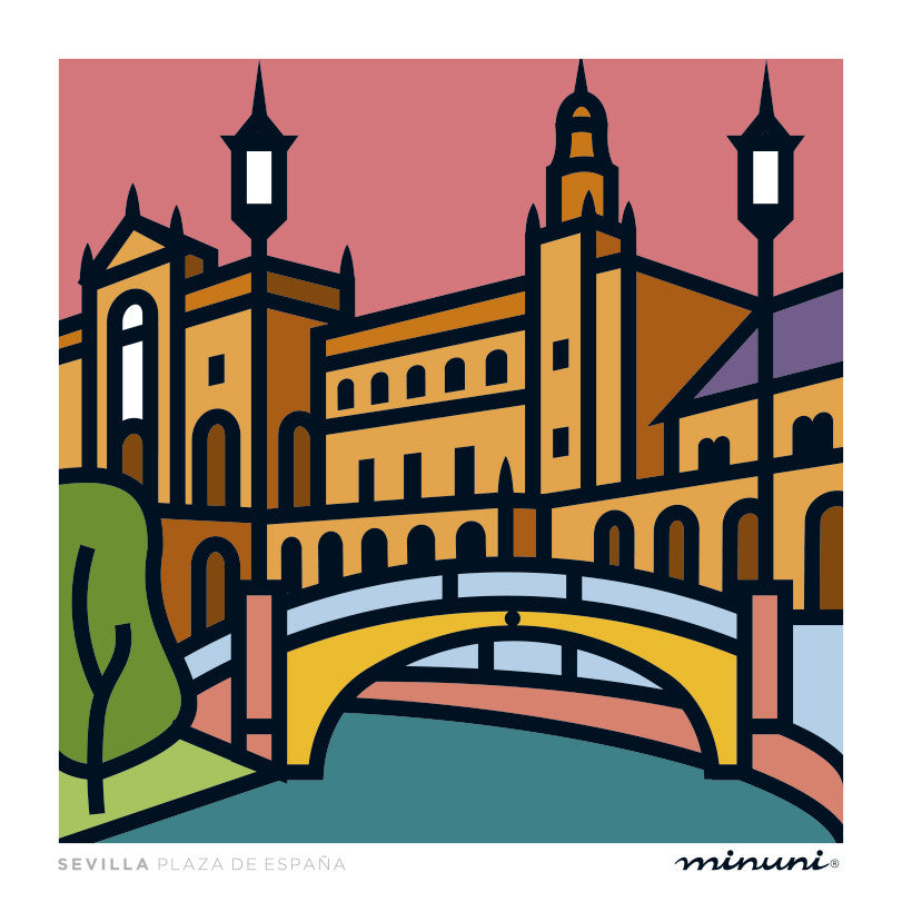 Lámina inspirada en la Plaza de España de Sevilla