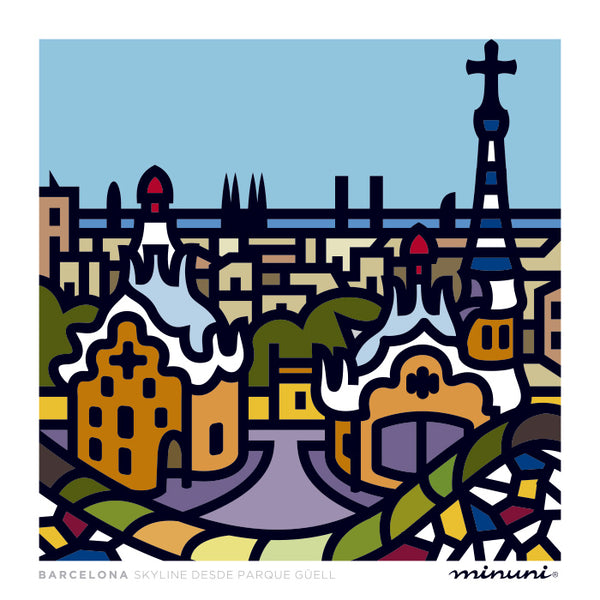 Lámina artística inspirada en el skyline de Barcelona