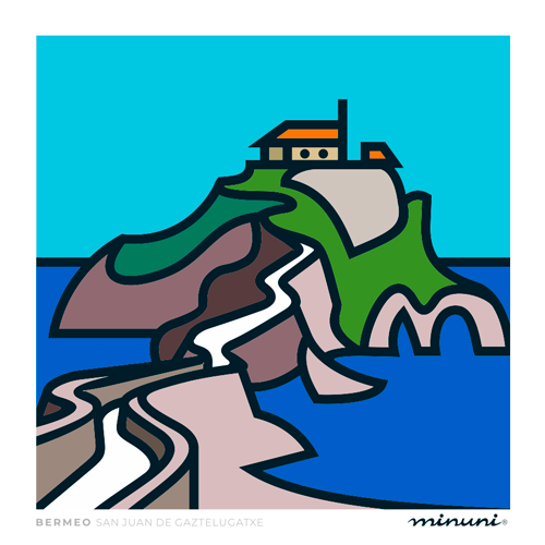 Lámina inspirada en la Ermita de San Juan de Gaztelugatxe