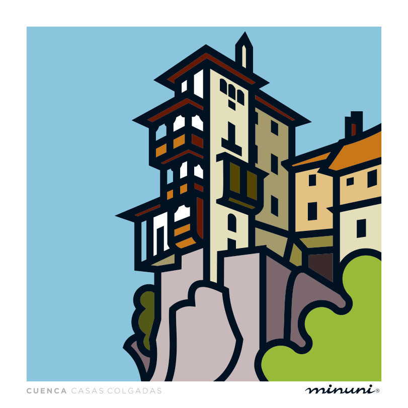 Lámina inspirada en las Casas Colgadas de Cuenca