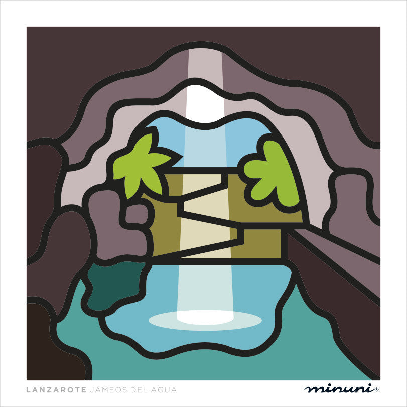 Lámina inspirada en los Jameos del Agua en Lanzarote