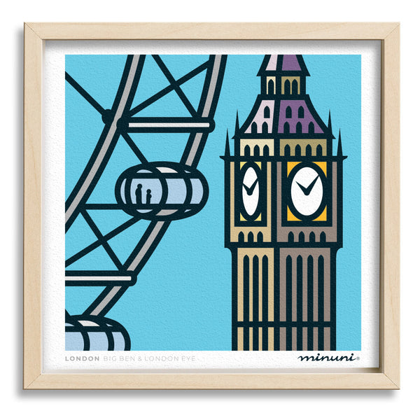 Big Ben &amp; London Eye Art Print, LONDON