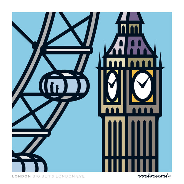 Art print inspired in The London Eye and Big Ben