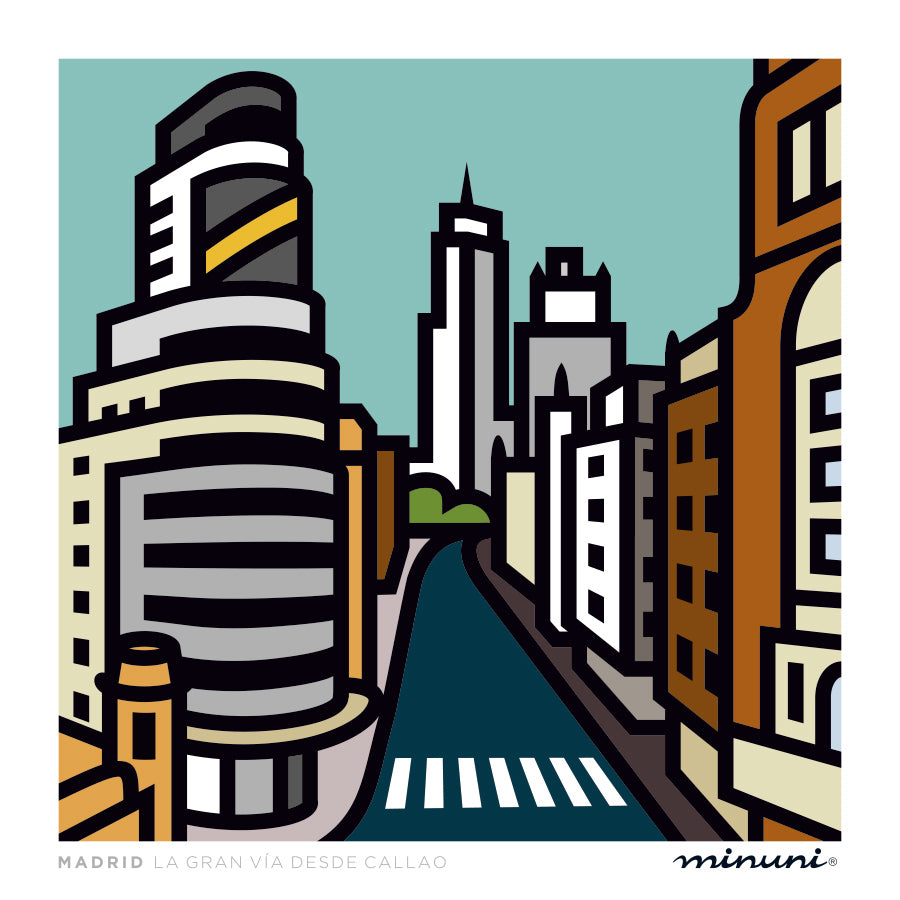 Lámina artística inspirada en la Gran Vía de Madrid