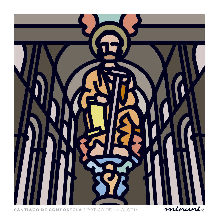 Lámina artística inspirada en el Pórtico de la Gloria de Santiago de Compostela