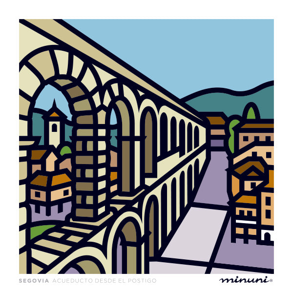 Lámina inspirada en el Acueducto de Segovia desde el Postigo