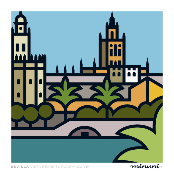 Lámina inspirada en Sevilla desde el Guadalquivir