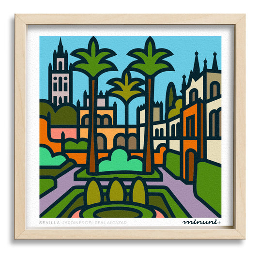 Lámina de los Jardines del Alcázar de Sevilla