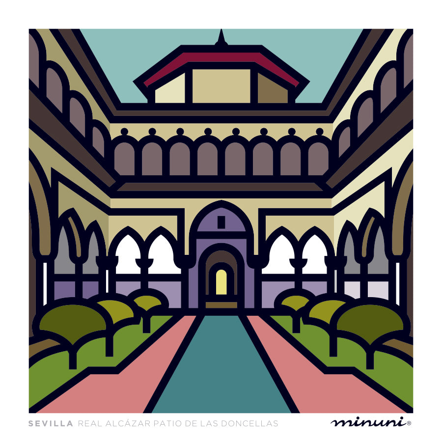 Lámina artística inspirada en los Jardines del Real Alcázar de Sevilla